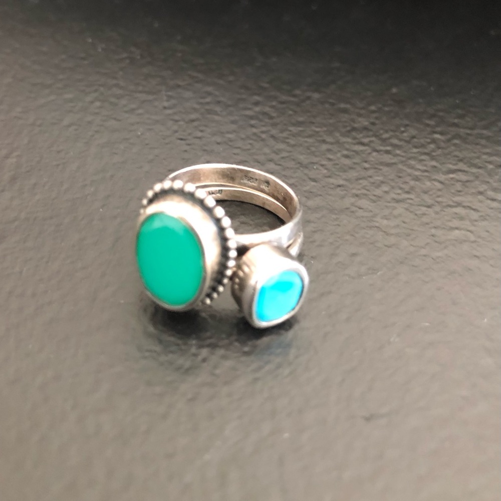 Sundance Sterling Silver Turquoise and Aventurine Ring Set Size 6